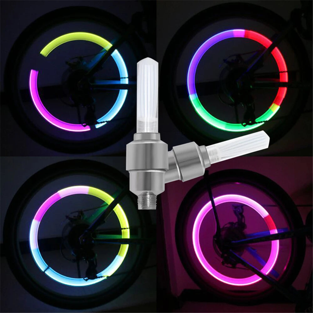 LED Lights Tyre Tire Valve Caps Wheel Spokes Neon Colorful LED Light