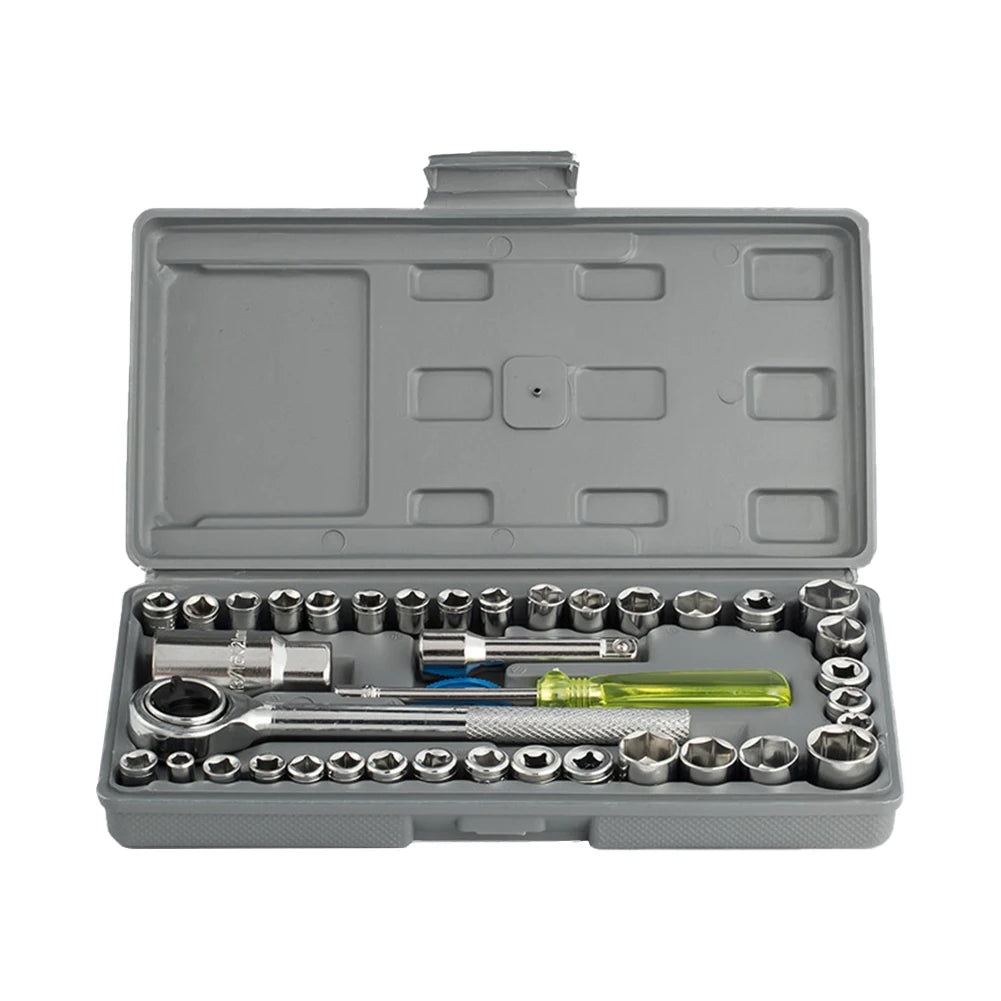 40 Pieces Drive Socket Ratchet Wrench Set With Extension Bars