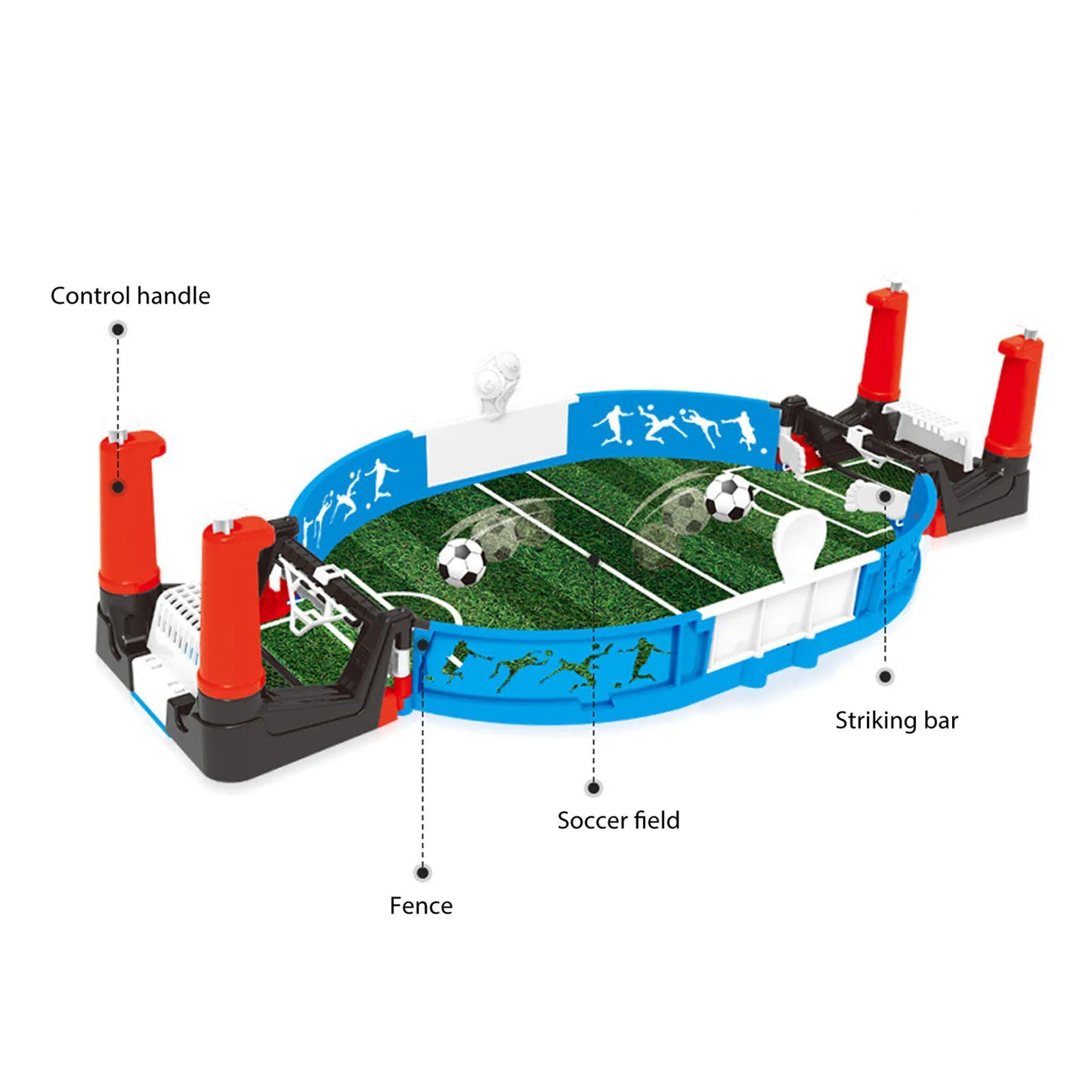 Tabletop Football Game Toy with 2 Balls for Double Player