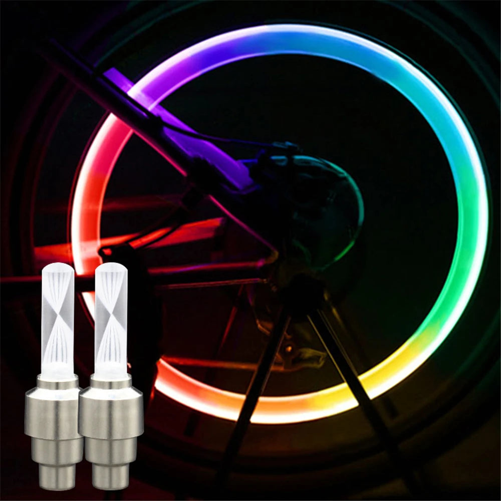 LED Lights Tyre Tire Valve Caps Wheel Spokes Neon Colorful LED Light